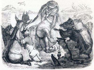 Zvířata nemocná morem - Bajky od La Fontaine od Grandville