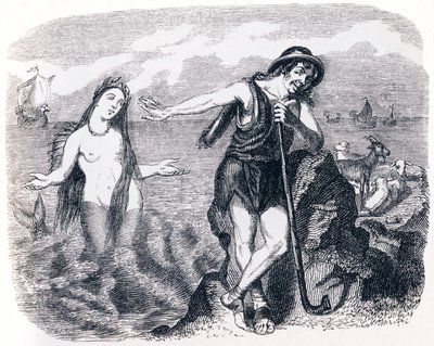 Shepard a moře (Le berger et la mer) - Bajky od La Fontaina od Grandville