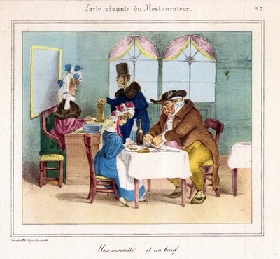 Živá karta restaurace: slaboch a hovězí. 1831-32 (litografie) od Grandville