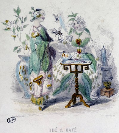 Alegorie "" Čaj a káva "" od Grandville, sd. 19. století od Grandville