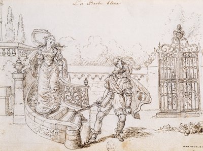 Modrovous, ilustrace k pohádce od Charlese Perraulta (1628-1703), rytina od Grandville (1803-1847) od Grandville