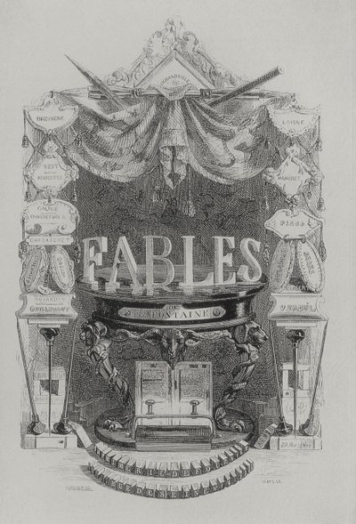 Titulní strana Fables de las Fountaine od Grandville