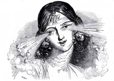 Tvář ženy s pronikavýma očima od Grandville (1803 47)