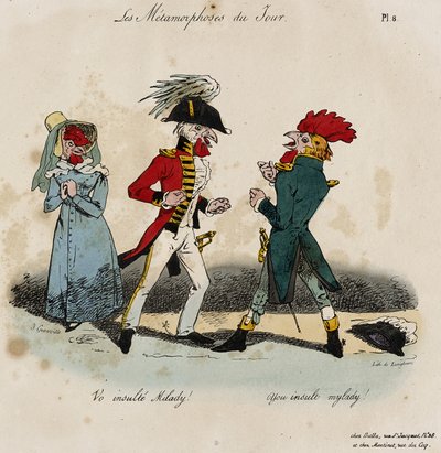 Les Metamorphoses du Jour, č. 8 (ručně kolorované lito) od Grandville