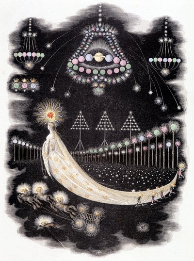 Peregrinations komety - rytina Grandville, konec 19. století od Grandville