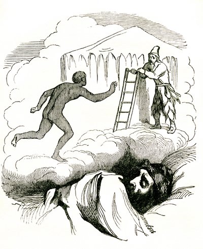 Die Abenteuer von Robinson Crusoe von Daniel De Foe, späte 19. Jahrhundert (Stich) von Grandville (1803-47)