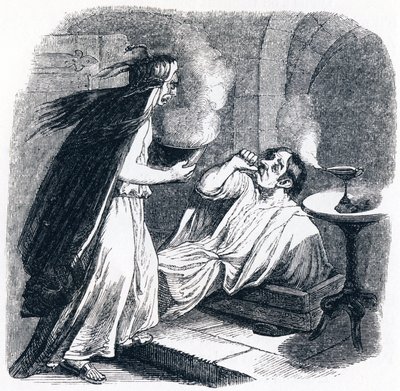 Opilý muž a jeho žena - Bajky od La Fontaine od Grandville