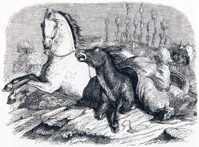 Kůň a osel - Bajky od La Fontaina od Grandville