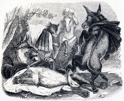 Starý lev - Bajky od La Fontaina od Grandville