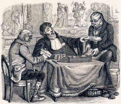 Ústřice a účastníci sporu - Bajky od La Fontaine od Grandville
