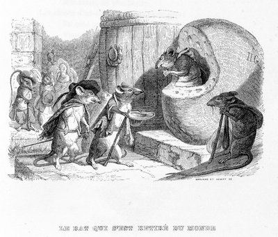 Krysa, která se stáhla ze světa - v “”Bajkách”” de La Fontaine, nemocný. od Grandville od Grandville