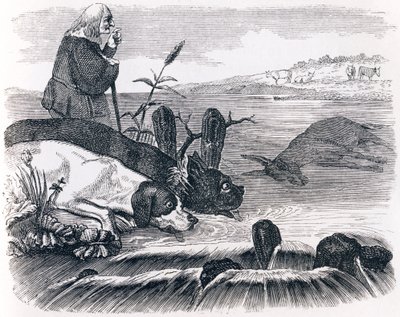 Dva psi a mrtvý osel - Fables od La Fontaine od Grandville
