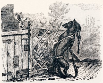 Vlk a hubený pes - Bajky od La Fontaine od Grandville