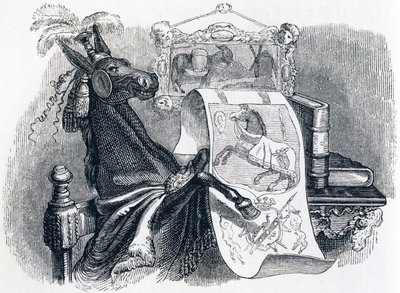 mezek se chlubí svou genealogií (Le mulet se vantant de sa genealogie) - Bajky od La Fontaina od Grandville