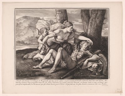 Rinaldo v Armidě od Gérard Audran (attributed to)