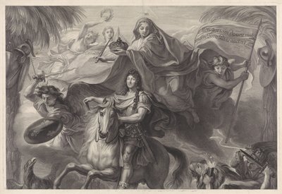 Alegorický jezdecký portrét Ludvíka XIV., francouzského krále od Gérard Edelinck