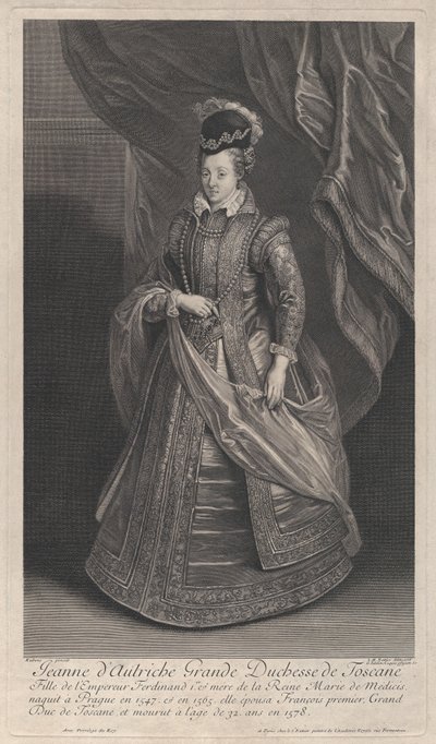 Portrét Joanny Rakouské, velkovévodkyně z Toskánska, ca. 1707 od Gérard Edelinck
