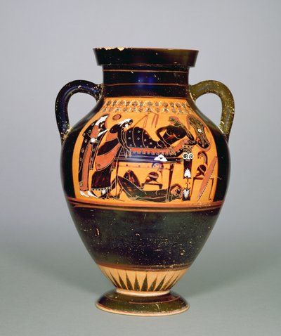 Amfora zobrazující Priama a Achillies, cca 550 př. n. l. (keramika) (viz také 293741-42 a 307550) od Greek