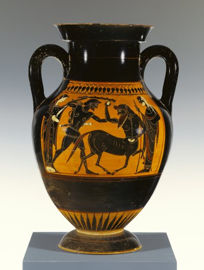 Athénská attická černofigurová deska-amfora typu B s Herakleem útočícím na kentaura, 530-20 př.nl (terakota) od Greek
