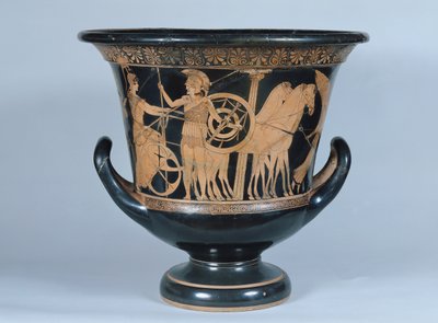 Půdní červenofigurový kalichový krater zobrazující hoplita odcházejícího do války (keramika) (viz také 223268) od Greek