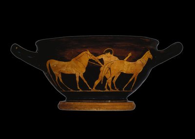 Podkrovní červenofigurový skyphos, zobrazující Hérakla a klisny Diomedovy (keramika) od Greek
