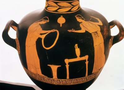 Detail z podkrovní hydrie s červenou postavou (keramika) od Greek