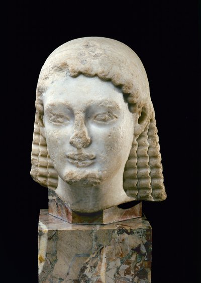 Hlava Kouros, z Athén, cca 510 př.nl (mramor) od Greek