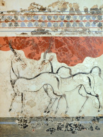 Antilopy, freska Akrotiri, Thera (dnes Santorini), Řecko, minojská civilizace od Greek School