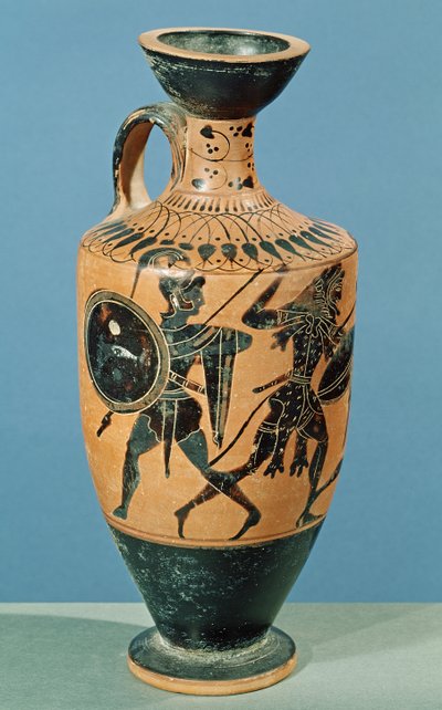 Lekythos v půdním stylu, zobrazující Herkula a Amazonky (keramika) od Greek School