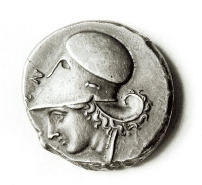 Didrachma of Herakles: líc zobrazující Athénu (kov) od Greek School