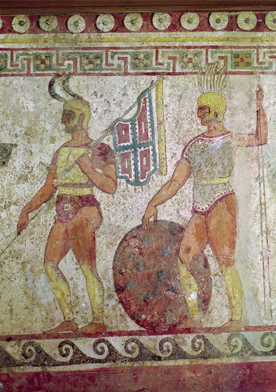 Pěší vojáci, malba hrobky z Paestum (viz také 119488) od Greek School