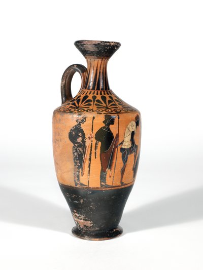 Lekythos, válečníci vyzbrojení do bitvy, 510-500 př.n.l. od Greek School