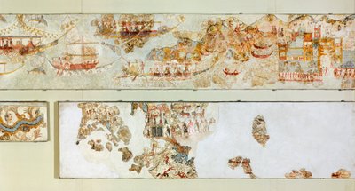 Námořní výpravy, freska Akrotiri, Thera (dnes Santorini), Řecko, minojská civilizace od Greek School