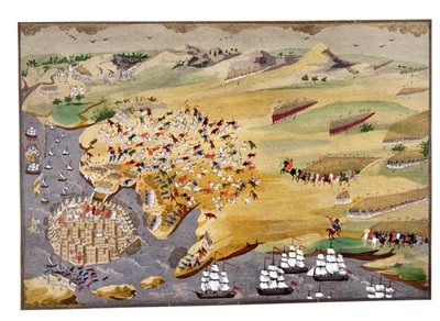 Různá obléhání Missolonghi a smrt lorda Byrona (1788-1824) v roce 1824 z obrazové historie řecké války za nezávislost od Greek School