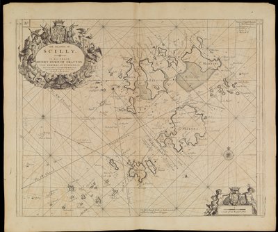 Mapa ostrovů Scilly, asi 1693 (tisk) od Greenvile Collins