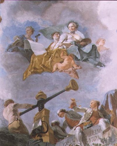 Alegorické postavy, detail stropu Velké galerie, 1759-62 od Gregorio Guglielmi