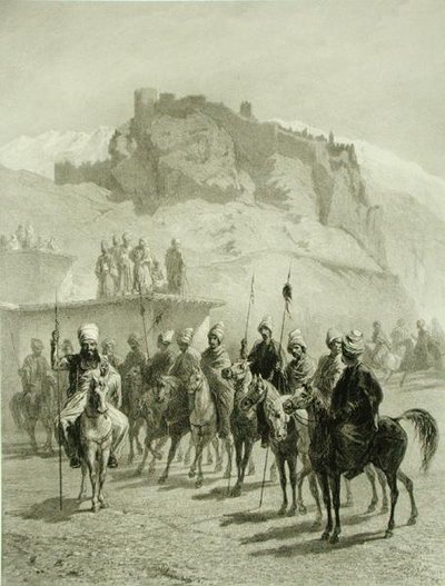 Hrad Atskhour, Akhaltsik, deska 10 z knihy o Kavkaze, vyryl Adolphe Mouilleron (1820-81), vydal Alfred Leon Lemercier, Paříž od Grigori Grigorevich (after) Gagarin