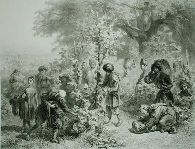 Sklizeň hroznů v Kakhetie v Georgii, deska 30 z knihy o Kavkaze, vyryla Eugene Le Roux (1807-63) nakladatelství Alfred Leon Lemercier, Paříž od Grigori Grigorevich (after) Gagarin