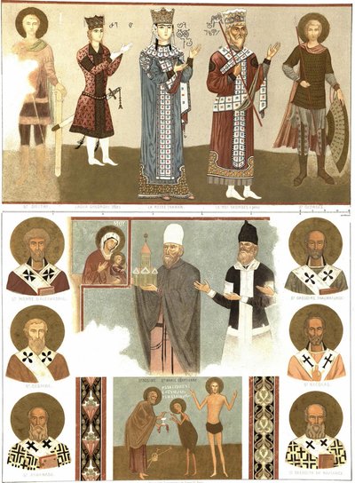 Nástěnné malby kláštera Betania z Le Caucase Pittoresque, 1847 od Grigori Grigorevich Gagarin