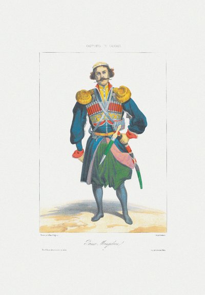 Prince of Megrelia z: Scény, krajiny, zvyky a kostýmy Kavkazu, 1840 od Grigori Grigorevich Gagarin