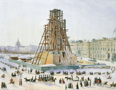 Alexandrův sloup na lešení, 1833. od Grigori Grigorievich Gagarin