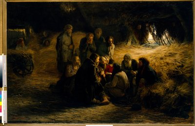 Zrušení nevolnictví v Rusku: oznámení o emancipaci nevolníků v roce 1861 (Oznámení reformy nevolnické emancipace z roku 1861) - Olej na plátně Grigori (Grigoriy, Grigory) Grigoryevich Myasoyedov (Myasoedov, Miasoedov) (1834-19) (1834-19) od Grigoriy Myasoyedov