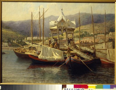 Le port de Jalta (Ukrajina) - Paynture de Grigori (Grigory, Grigory) Grigoryevich Myasoedov (Myasoedov) (1834-1911), huile sur toile od Grigoriy Myasoyedov