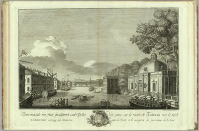 Pohled na řeku Fontanka z knihy Grotto Book k 50. výročí založení Petrohradu, 1753 od Grigory Anikeevich Kachalov