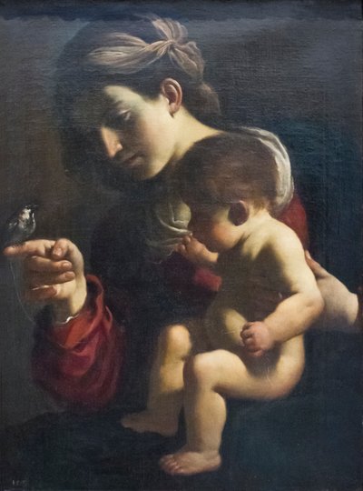 Madona z vrabce od Guercino (1591-1666)