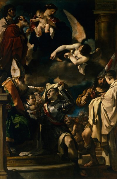Svatý Vilém Akvitánie přijímající kryt od Guercino