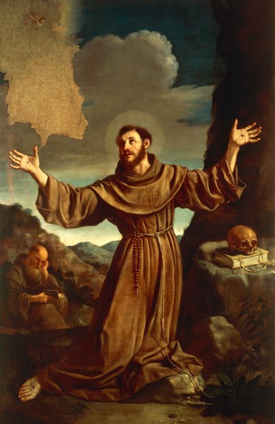 Svatý František z Assisi přijímá stigmata (olej na plátně) od Guercino