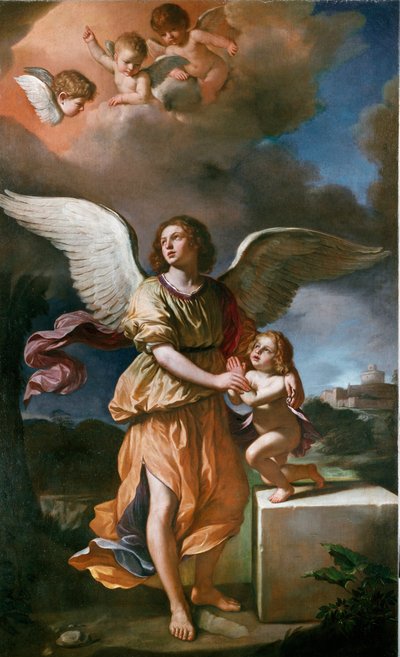 Anděl strážný (olej na plátně od Guercino