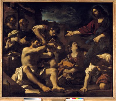 Vzkříšení Lazara. Obraz Giovanni Francesco Barbieri Guerchin v Il Guercino (1591-1666). 1619 ne. 2,01 x 2,33 m od Guercino