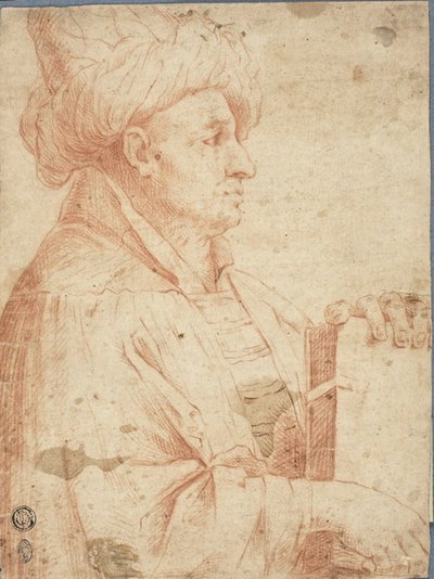 Busta turbanovaného muže s knihou od Guercino